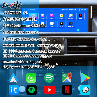 Lexus Android Screen Android 13 Multimédia Display 8 Core Qulcomm para LEXUS IS200T IS300H IS350 Suporte Controle de Joystick, YouTube, Google Play, CarPlay