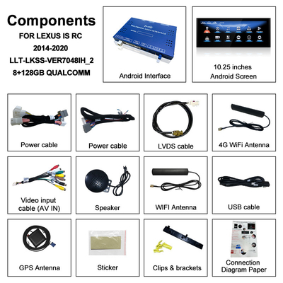 Lexus Android Screen Android 13 Multimédia Display 8 Core Qulcomm para LEXUS IS200T IS300H IS350 Suporte Controle de Joystick, YouTube, Google Play, CarPlay