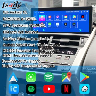 Lexus Android Screen 8 Core Qulcomm Multimédia Display para LEXUS NX200T NX300H 2014-2021 Suporte Joystick Controle de nós rotativos, YouTube, Google Play, CarPlay