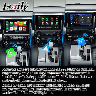 Toyota Alphard Vellfire AH30 série puro estilo OEM Carplay android auto box modelo 2015-2022