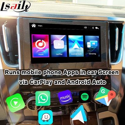 Módulo de atualização automática sem fio Apple CarPlay / Android para Alphard Série 30 Vellfire Toyota Suporte FM Radio,A / C, Espelho, Câmeras