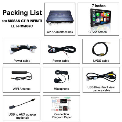 Tela sem fio Android Auto CarPlay de 7 polegadas Lsailt para Infiniti G37 G25 G35 Skyline 370GT (V36) Q40 2007-2014 HD Touch DisPlay