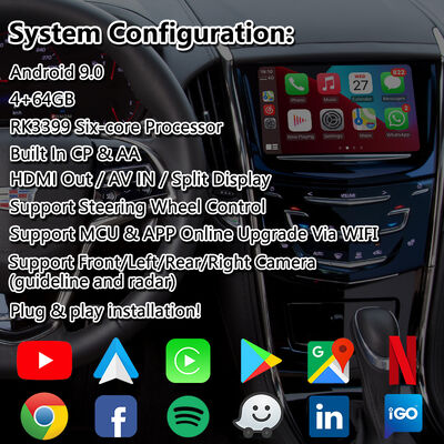 Lsailt Android Interface de vídeo de navegação para 2014-2019 Cadillac ATS CUE System With Carplay