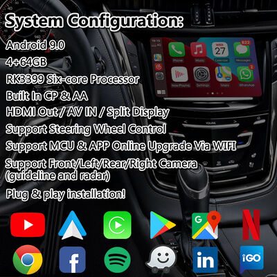 Lsailt Android GPS Interface de vídeo de navegação para 2013-2019 Cadillac CTS CUE System com Carplay