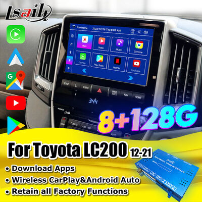 Interface de Vídeo Multimídia Android 13 para Land Cruiser LC200 VXR VX GXL Sahara V8 2013-2021 Atualização de Tela OEM com CarPlay Sem Fio, YouTube