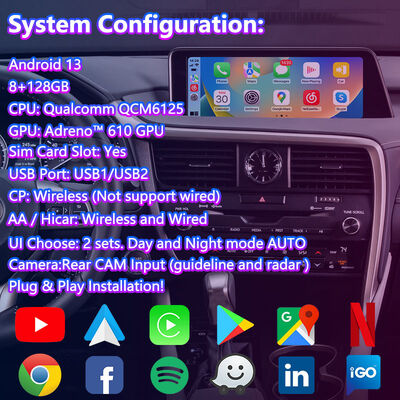 Interface de Vídeo Lsailt Android Carplay para Lexus 2016-2019 RX 350 RX450h RX200t RX350L RX450L RX300 RX350