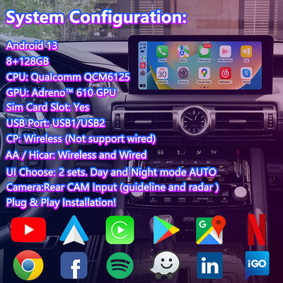 A relação video de Lsailt Android Carplay para Lexus É IS300 IS350 IS300h IS500 2020-2023