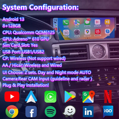 Lsailt Android Carplay Multimedia Screen para 2013-2020 Lexus IS 250 IS200T IS300 IS350 IS300h IS250