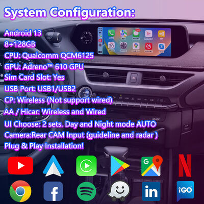 Lsailt Android Carplay tela multimídia para 2018-2021 Lexus UX 300e UX200 UX250h UX300e