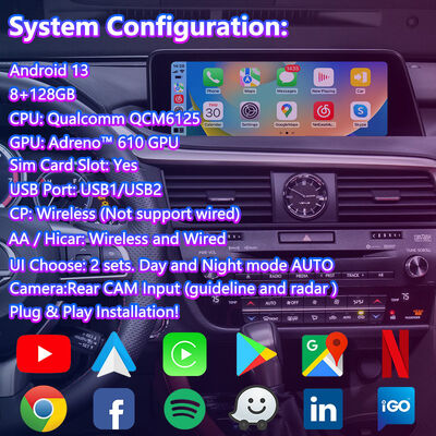 Tela de interface multimídia Lsailt Android Carplay para 2016-2019 Lexus RX Knob RX350 RX450h RX200t RX300