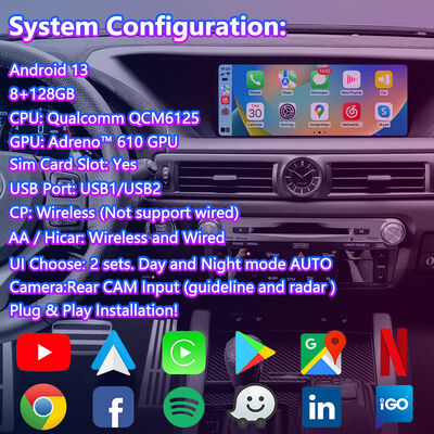 Lsailt Android Carplay Multimedia Screen para 2012-2020 Lexus GS 200t GS300h GS250 GS350 GS450h GSF GS200t