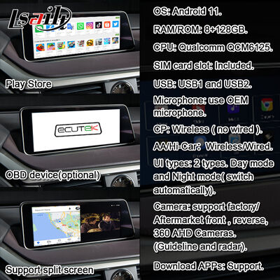 Interface de Vídeo CarPlay/Android para Sistemas Multimídia Lexus para RX450H RX350 de 12,3 Polegadas 2016-2021 com YouTube, NetFlix, Android Auto Integrados