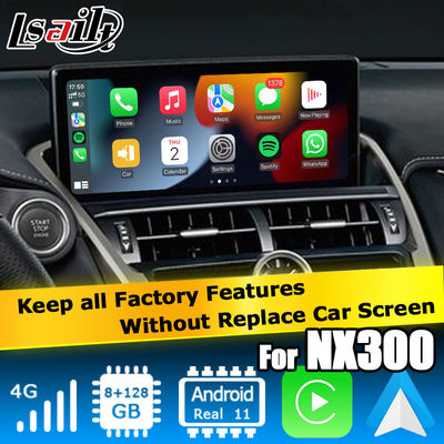 Interface de vídeo Android 13 8+128GB Qualcomm base para Lexus NX300 NX300h NX200t com CarPlay